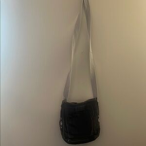 Thirty-One Black Messenger Bag with Gray Strap